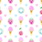 Ice cream fruit seamless pattern heart cartoon