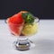 Ice-cream. Fruit sorbet variety in glass bowls
