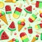 Ice Cream Fruity Juicy and Fresh Summer Vector Seamless Repeat Textile Pattern