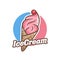 Ice cream gelato with cherry logo illustration vector template