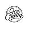 Ice cream hand written lettering logo, label, sign, emblem.