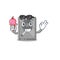 With ice cream hard drive internal mascot isolated cartoon