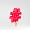 Ice cream hashtag symbol. Pink popsicle alphabet. 3d rendered dessert lettering isolated on white background
