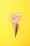 Ice Cream Horn or Cone with Sweethearts on a Yellow Background.