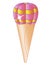 Ice cream - a horn in the form of a pink balloon. Dessert with a balloon - metaphor for travel. Ice cream in a waffle cup - full c