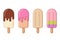 Ice cream, ice lolly and sundae icons. Vector illustration.