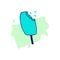 Ice cream illustration, blue color, bubble gum flavor. paint color spattered. hand drawn vector. cold and fresh. doodle art for wa