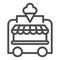 Ice Cream Kiosk line icon, Amusement park concept, Mobile store sign on white background, Ice cream cart icon in outline