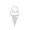 ICE CREAM LINE ART. Vector ice cream cone. Continuous Line Drawing Vector illustration