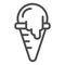 Ice cream line icon. Melting flavored ice cream cone. Birthday party vector design concept, outline style pictogram on