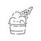 Ice cream line icon, Summer such as parfait, vector frozen yogurt, ice cream sundae, vanilla, chocolate