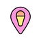 Ice cream, location pin icon. Simple color with outline vector elements of freeze sweet icons for ui and ux, website or mobile