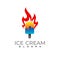 Ice cream logo and fire design combination, 3d style