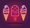 Ice cream and lolly neon icons sign decoration
