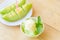 Ice cream melon on wood table