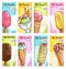 Ice cream menu price tags color sketch