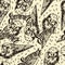 Ice cream monochrome pattern seamless