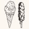 Ice cream monochrome vintage emblem