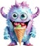 An Ice Cream monster painting. Ai-generated.