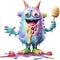 An Ice Cream monster painting. Ai-generated.