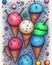 Ice cream monsters in crayon drawing, generative ai