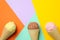 Ice cream on multicolor background