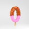 Ice cream number 0. Pink fruit popsicle font with caramel and sprinkles isolated on white background