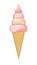 Ice cream. The object is isolated on a white background. Summer food sweet dessert. Waffle cone. Flat design. Vector