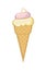 Ice cream. The object is isolated on a white background. Summer food sweet dessert. Waffle cone. Flat design. Vector