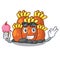With ice cream orange coral reef isolated with mascot