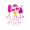 Ice cream original logo design, label for confectionery, candy shop, restaurant, bar, cafe, menu, sweet store vector