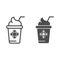 Ice cream in paper cup line and glyph icon. Frozen yogurt vector illustration isolated on white. Dessert outline style