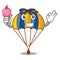 With ice cream parachute isolated with in the cartoons