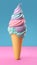 Ice cream in a pastel color background. Generative AI