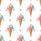 Ice cream pattern Trendy cute white background. 80s pop art design, ice cream sticker or badge