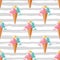 Ice cream pattern Trendy striped background. 80s pop art design, ice cream sticker or badge, white backdrop