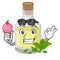 With ice cream peppermint oil in the cartoon shape