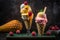 ice cream with pineapple and raspberries illustration Generative AI