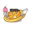 With ice cream planet saturnus character cartoon