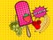 Ice cream pop art style. Fruit icecream. Popsicle. Ice cream on a stick.