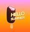 Ice cream poster with hello summer inscription