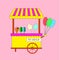 Ice Cream Posters Set in Flat Design Style. Ice Cream Vendor and Trolleys