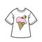 Ice cream print on T-shirt color variation for coloring page on a white