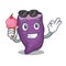 With ice cream purple sweet purple in cartoon shape