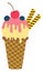 Ice cream scoop icon. Sweet berry gelato