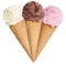 Ice cream scoop sundae cone vanilla chocolate icecream isolated