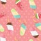 Ice cream seamless pattern, colorful summer background, delicious sweet treats
