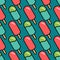 Ice cream seamless pattern. Cute colorful popsicle background