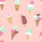 Ice cream seamless pattern on pink background