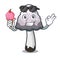 With ice cream shaggy mane mushroom character cartoon